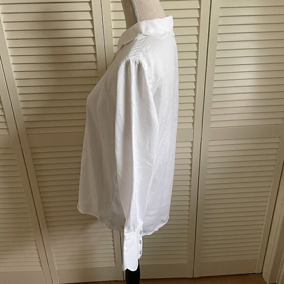 7 FOR ALL MANKIND Women's White Blouse Button Down Size M - Picture 2 of 11